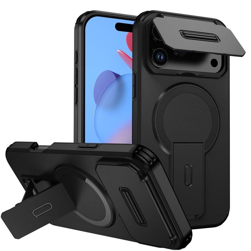 ChubbyArmor TitanShield – Military-Grade Magnetic Case with Hidden Stand & Flip Camera Cover for iPhone 17