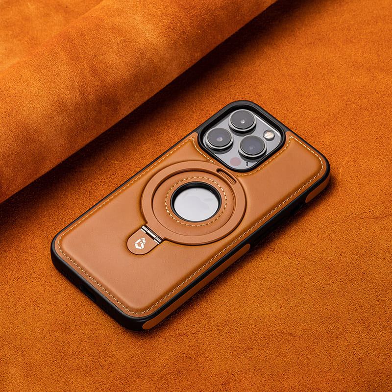 ChubbyArmor Vintage - Classic Leather Magnetic iPhone Case with Stand