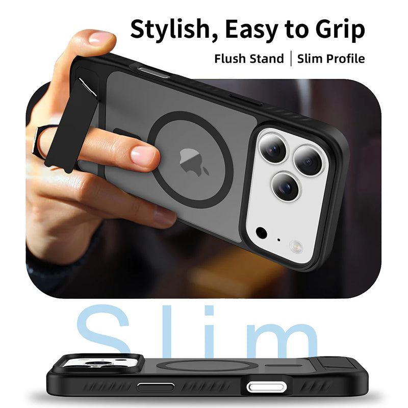 ChubbyAromr Multi - MagSafe Hidden Stand Frosted Back Case For iPhone 17