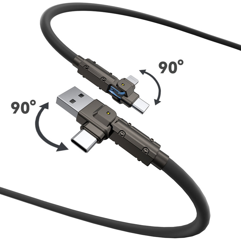 ChubbyCable 90° 4 in 1 - 100W Zinc Alloy Multi-Functional Charging Cable