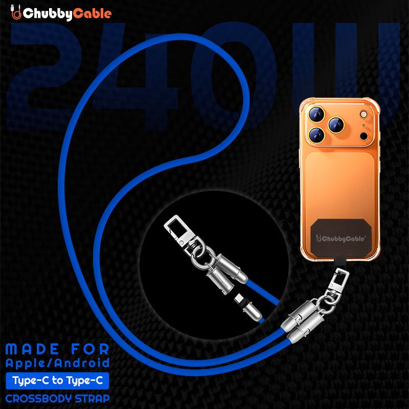 ChubbyCable Crossbody Strap - Anti-Theft Hang & Twist-to-Charge 240W LoopCharge Cable
