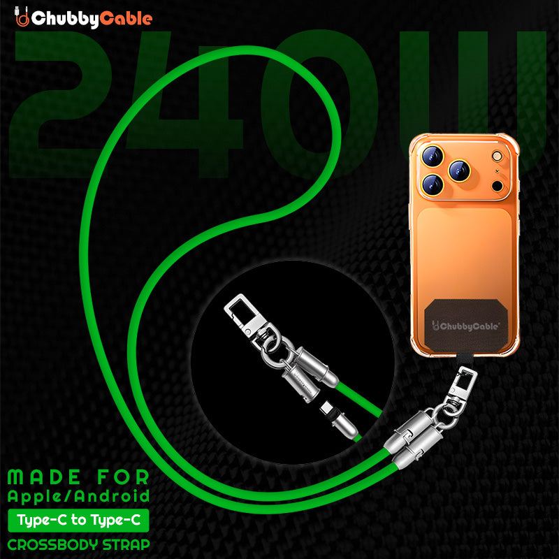 ChubbyCable Crossbody Strap - Anti-Theft Hang & Twist-to-Charge 240W LoopCharge Cable