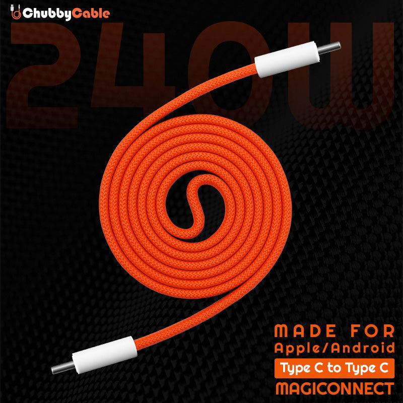 ChubbyCable MagDisc Flat - 240W Flat Braided Easy-Pack Magnetic Charge Cable