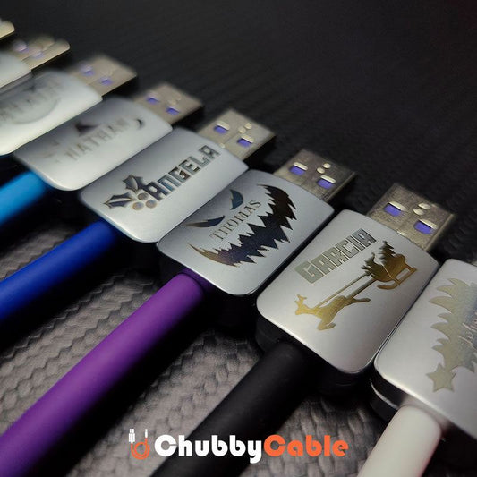 ChubbyCable® Personalized Name Cables – Custom Text On Cable Heads