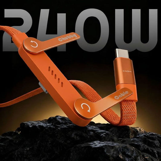 ChubbyCable StandLite™ - 240W Braided Fast Charge Cable With Built-in Phone Stand