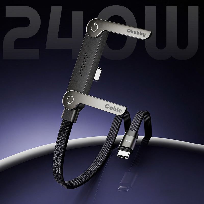 ChubbyCable StandLite™ - 240W Braided Fast Charge Cable With Built-in Phone Stand