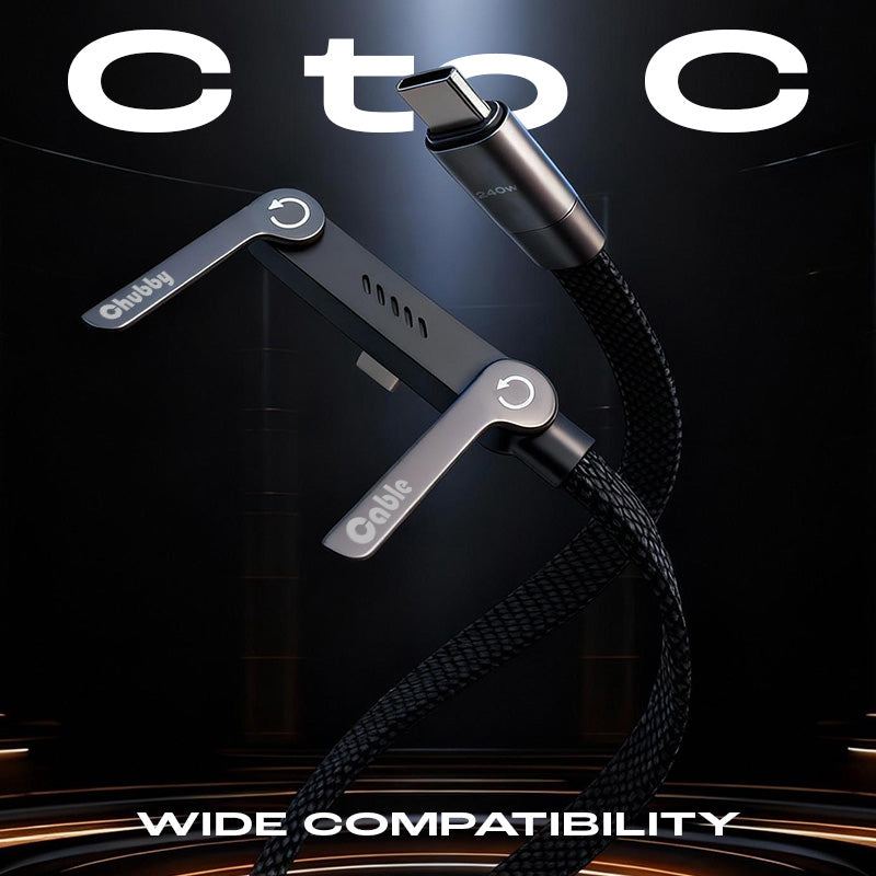 ChubbyCable StandLite™ - 240W Braided Fast Charge Cable With Built-in Phone Stand