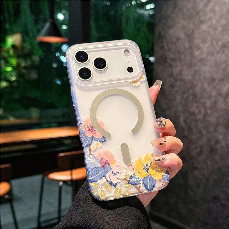ChubbyCase - Floral Soft-Touch Magsafe Clear Case For iPhone 17