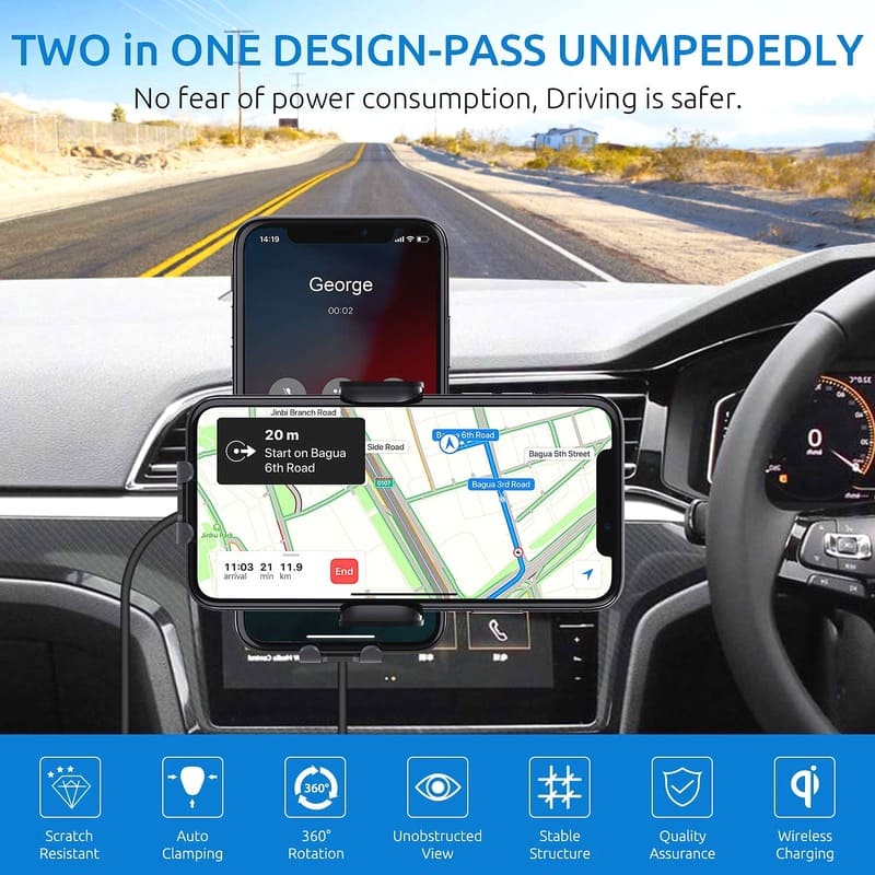 ChubbyCharge 15W AutoClamp Car Charger Mount – 360° Rotation