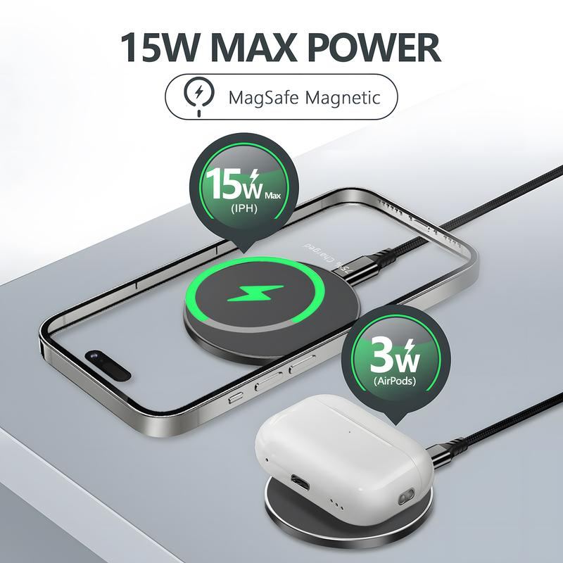 ChubbyCharge DuoCyber - 3-in-1 Magnetic Wireless Charger with Foldable Ring Kickstand