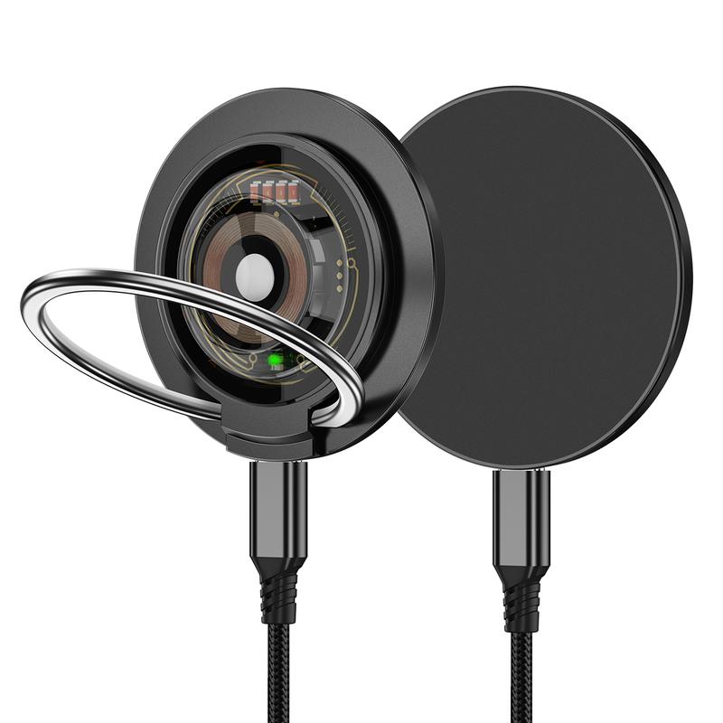 ChubbyCharge DuoCyber - 3-in-1 Magnetic Wireless Charger with Foldable Ring Kickstand