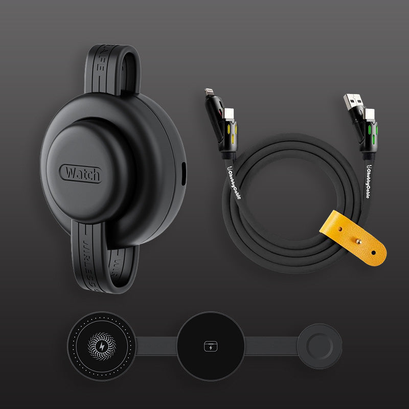 ChubbyCharge NanoPod - Ultra-Light 3-in-1 MagSafe Charger - Foldable Travel Dock for iPhone/Android/Apple Watch