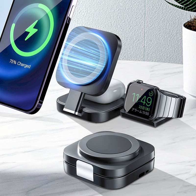 ChubbyCharge Trio - Ultra-Compact 3-in-1 Magnetic Wireless Charging Station