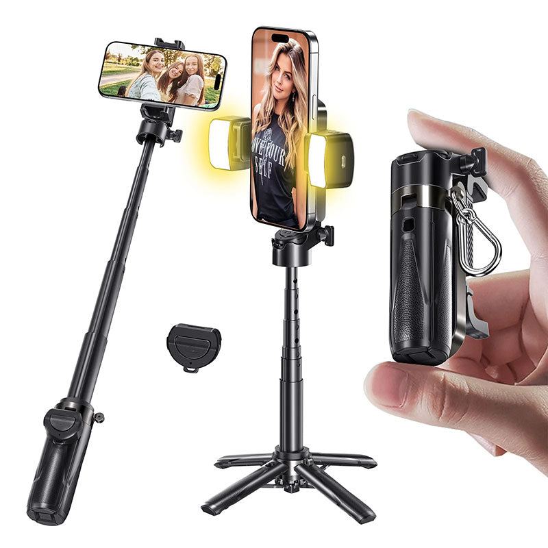 ChubbyGrip Pro - 3-in-1 Magnetic Selfie Stick with Detachable Tripod & LED Fill Light