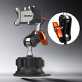 Professional phone mount with orange locking arm and secure suction base.