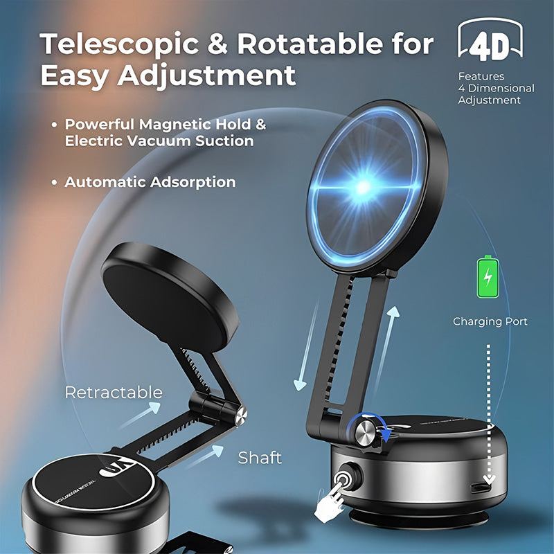 ChubbyGrip VacuSnap - Dual-Mode Phone Stand - Vacuum Base & Magnetic Grip for Car/Desk/Selfie