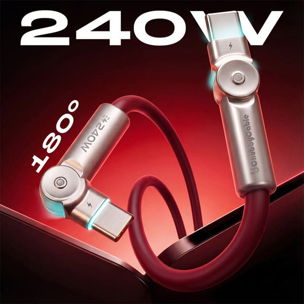 "Chubby RotateX" - 240W Dual 180° Rotating Fast Charging Cable With LED Light