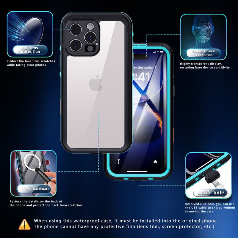 ChubbyShield AquaMag - Waterproof Magnetic Case for iPhone, Full-Body Protective & Dustproof Cover