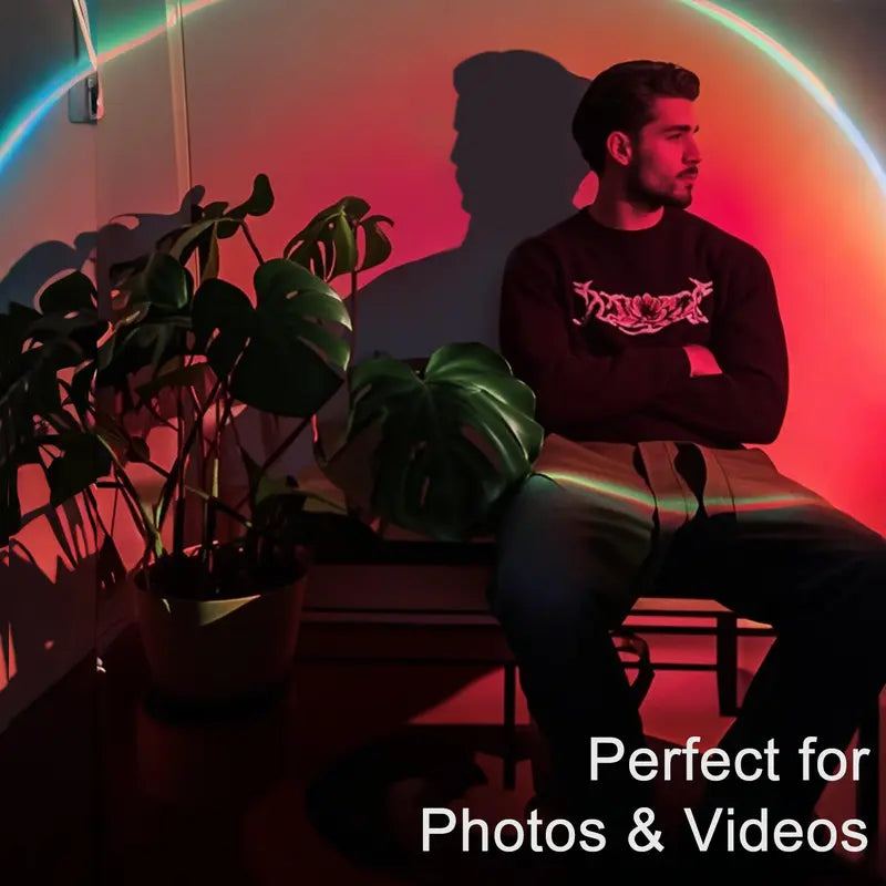 ChubbyVibe SunsetBeam - 180° Adjustable Sunset Projector - 4 Mode RGB Mood Light with Remote