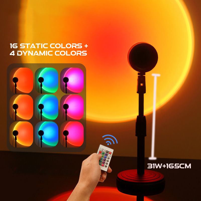 ChubbyVibe SunsetBeam - 180° Adjustable Sunset Projector - 4 Mode RGB Mood Light with Remote