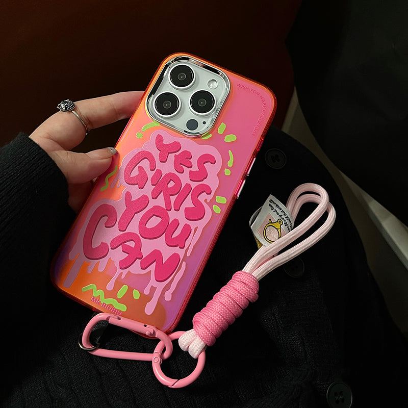 "Colorful Glittering" Special Design Fluorescent Drop-Proof Phone Case With Lanyard