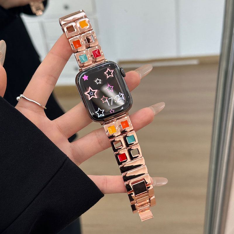 Colorful Small Square Metal Band For Apple Watch