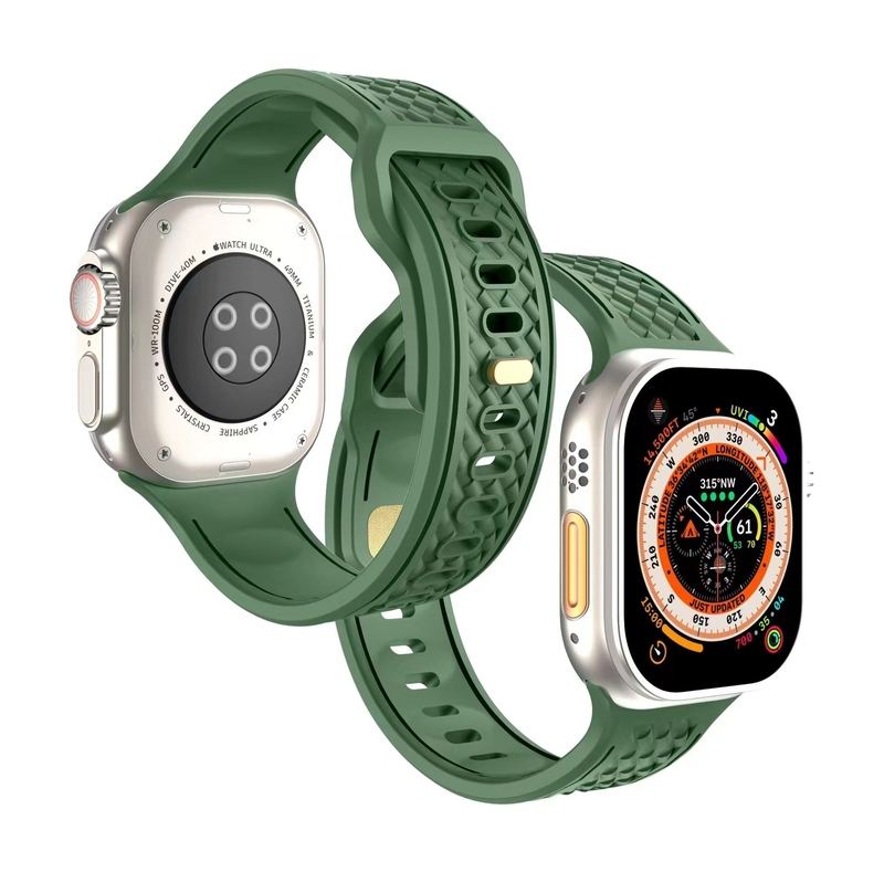 Diamond Pattern Solid Color Silicone Band for Apple Watch