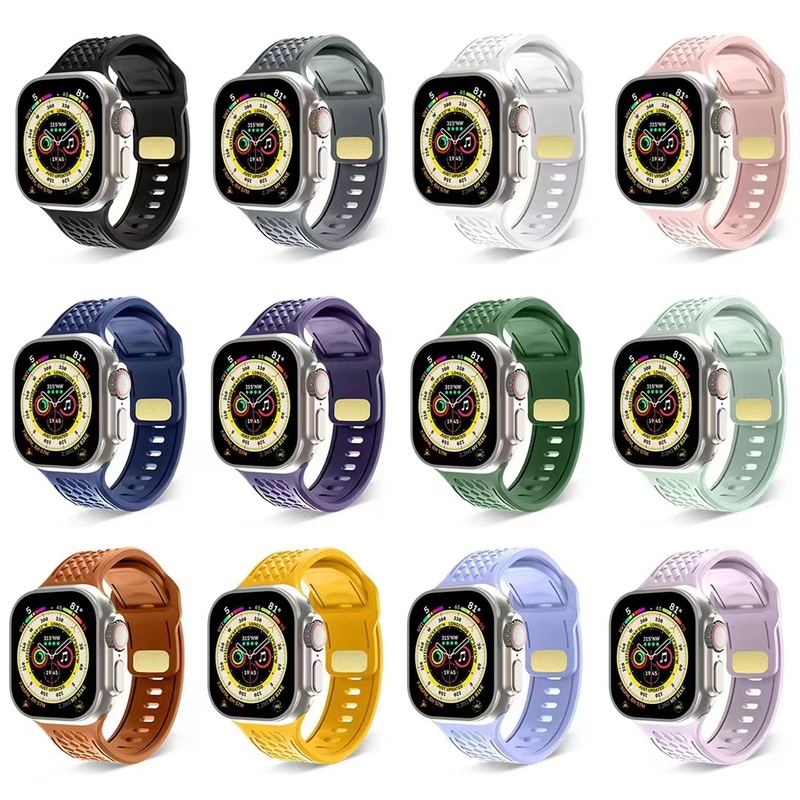 Diamond Pattern Solid Color Silicone Band for Apple Watch