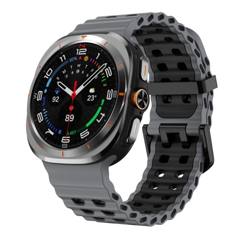 "Dual-Tone"Marine Silicone Double Buckle Sports Band for Samsung Galaxy Watch7 Ultra