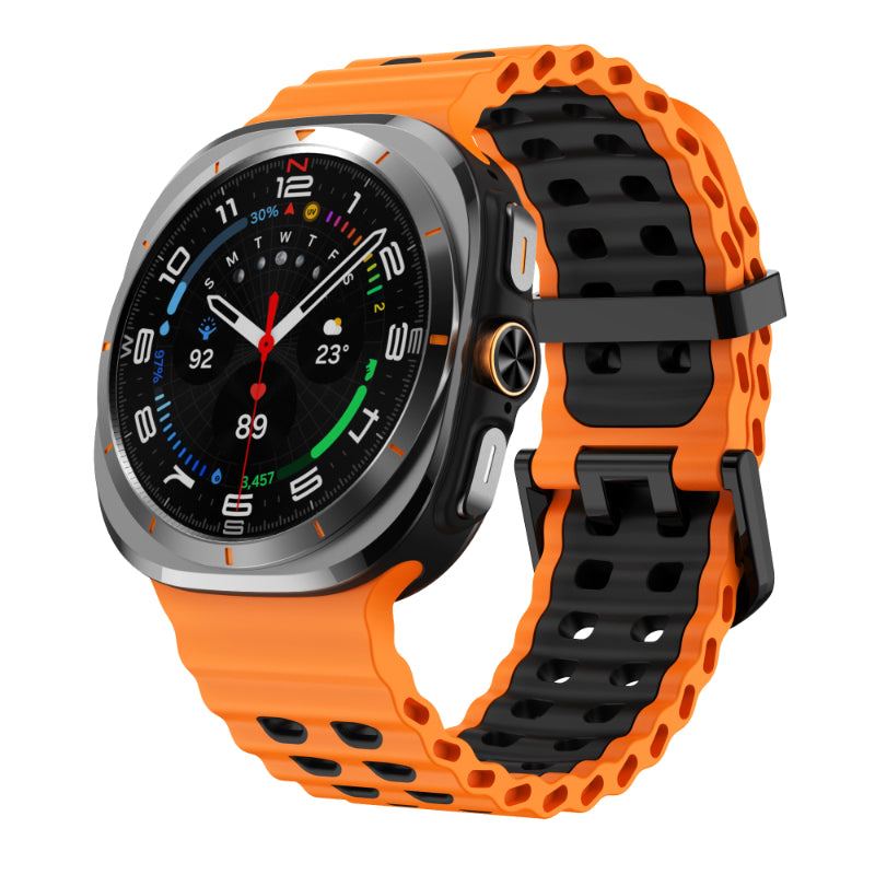 "Dual-Tone"Marine Silicone Double Buckle Sports Band for Samsung Galaxy Watch7 Ultra