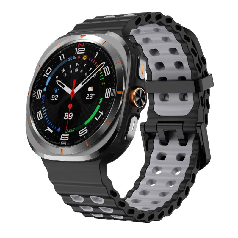 "Dual-Tone"Marine Silicone Double Buckle Sports Band for Samsung Galaxy Watch7 Ultra