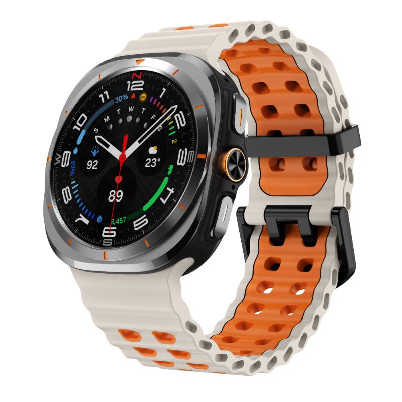 "Dual-Tone"Marine Silicone Double Buckle Sports Band for Samsung Galaxy Watch7 Ultra