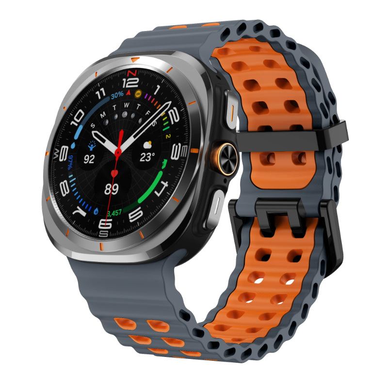 "Dual-Tone"Marine Silicone Double Buckle Sports Band for Samsung Galaxy Watch7 Ultra