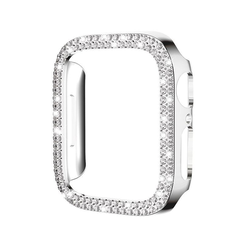Electroplating Hollow Double Row Diamond Protective Case Suitable For Apple Watch