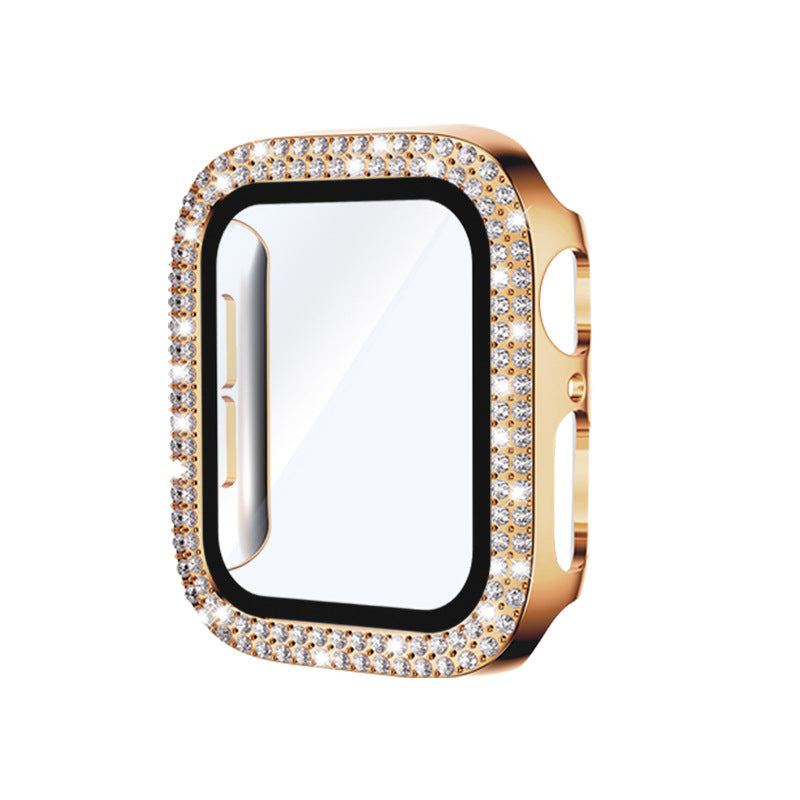Electroplating Solid Double Row Diamond Protective Case Suitable For Apple Watch