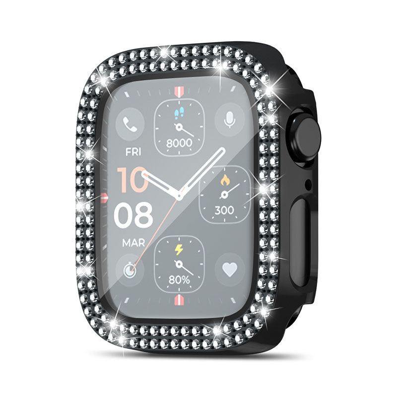 Electroplating Solid Double Row Diamond Protective Case Suitable For Apple Watch