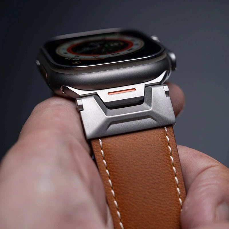 "Extravagant Band" Titanium Connector Leather Band for Apple Watch