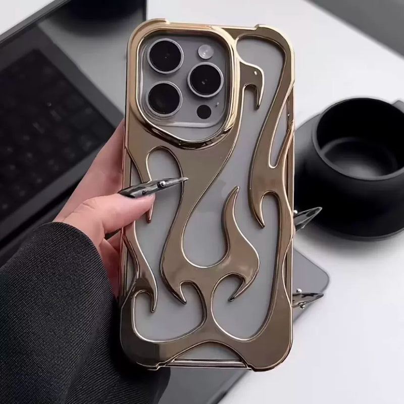 Flame Hollow Heat Dissipation Electroplating Anti-Fall Soft Case For iPhone