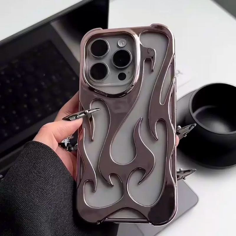 Flame Hollow Heat Dissipation Electroplating Anti-Fall Soft Case For iPhone