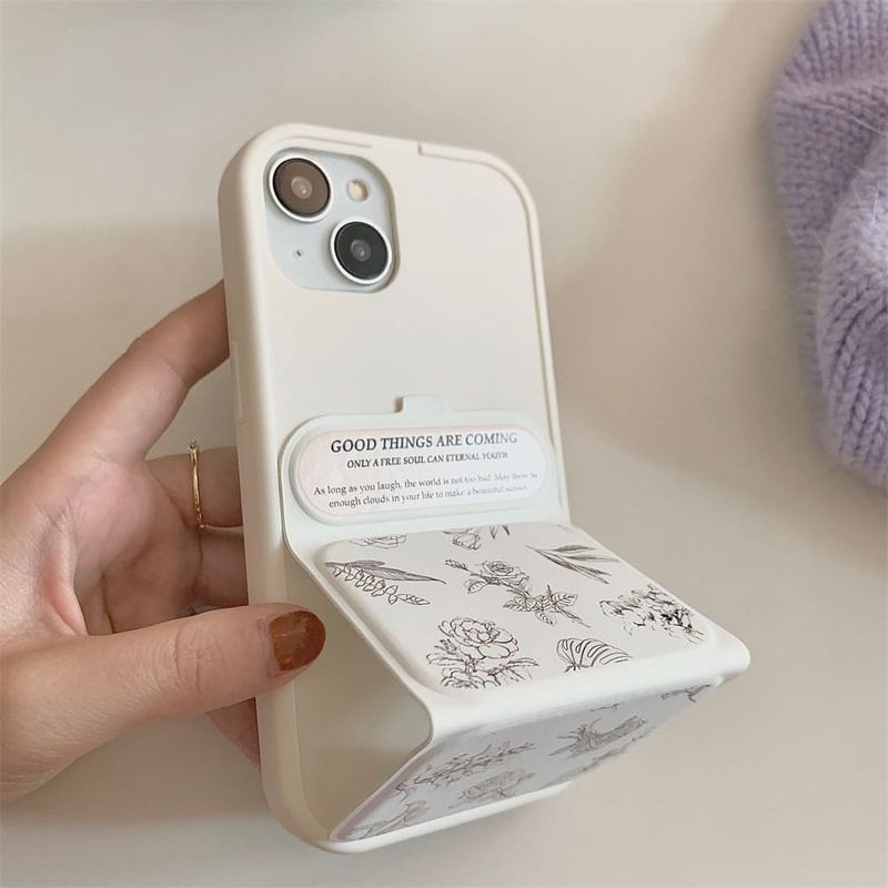 Floral White Leather Flip Stand Case for iPhone