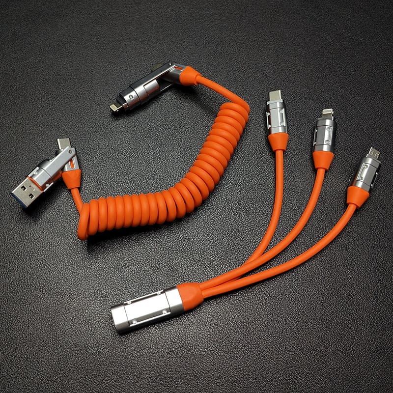 "Full-equipped Chubby" 6-in-1 240W Fast Charging Car Spring Cable