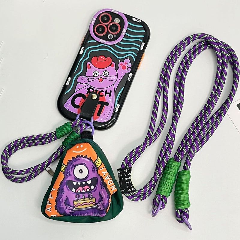 "Fun Veasatile" Fortune Cat iPhone Case & Sling Bag with Monster Charm