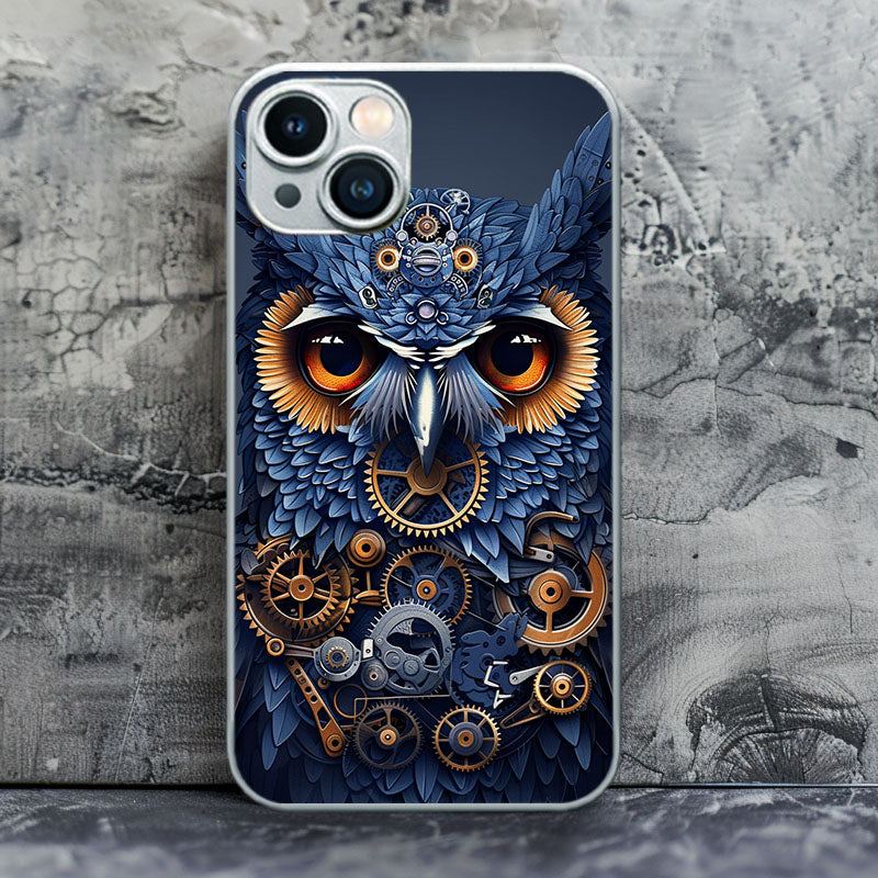 "Gearhead Owl" Special Designed Glass Material iPhone Case