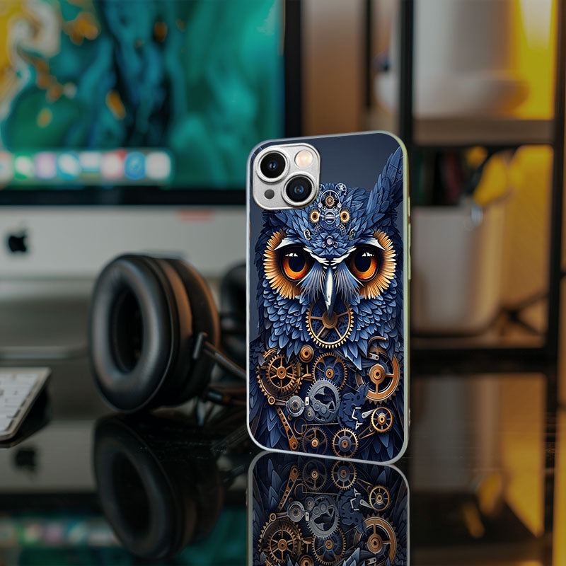 "Gearhead Owl" Special Designed Glass Material iPhone Case