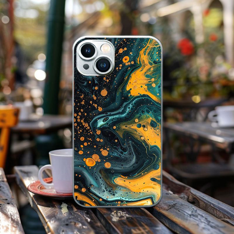 "Golden Tide and Blue Dream" Special Designed Glass Material iphone Case