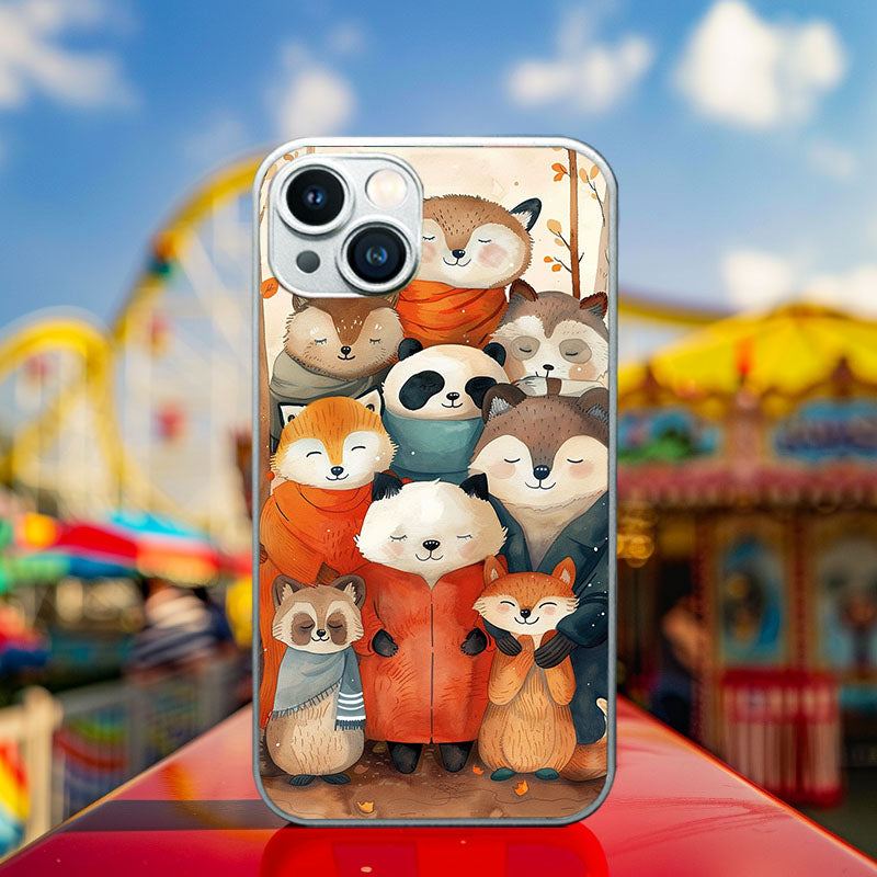 "HedgehogHappyFamily" Special Designed Glass Material iPhone Case