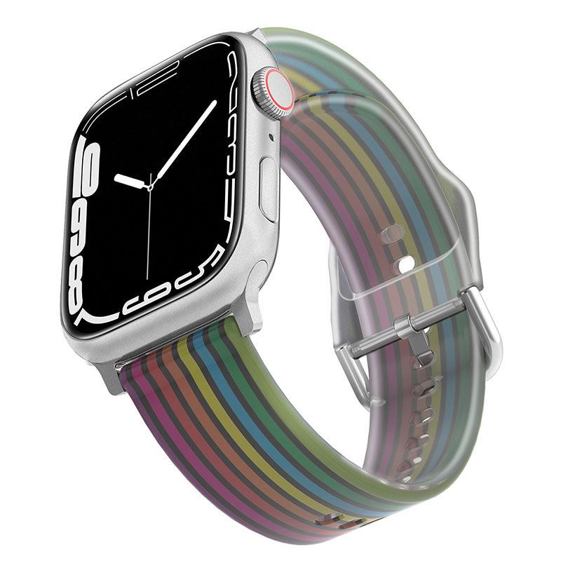 "Jelly Rainbow" Translucent Frosted Silicone D-Buckle Band For Apple Watch