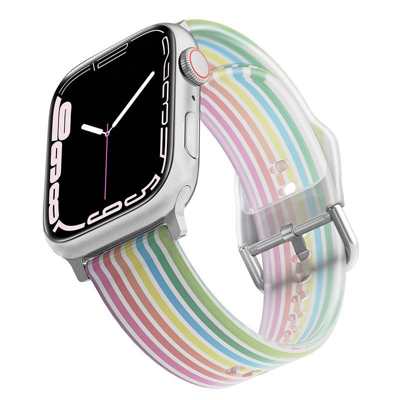 "Jelly Rainbow" Translucent Frosted Silicone D-Buckle Band For Apple Watch