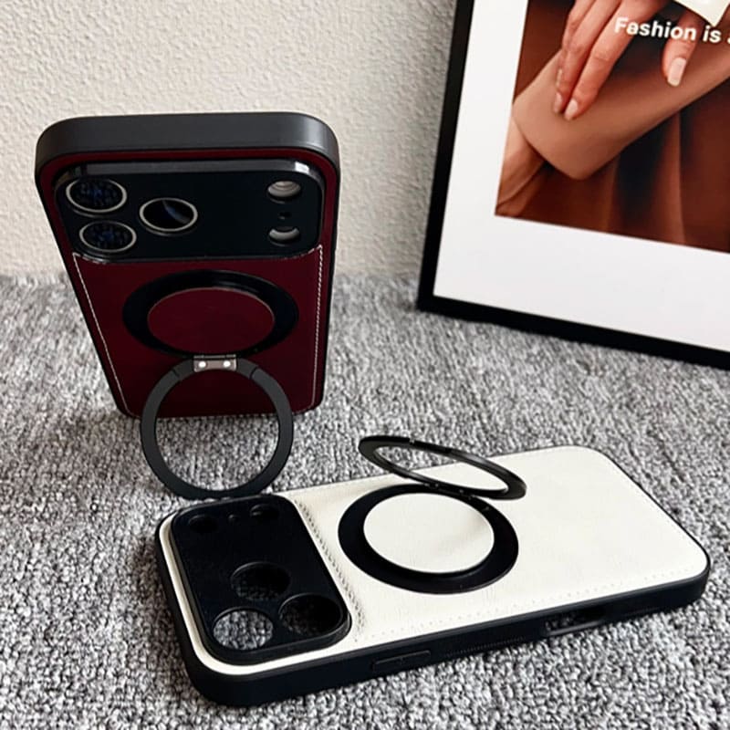 Leather Magnetic Rotating Stand Case For iPhone 17