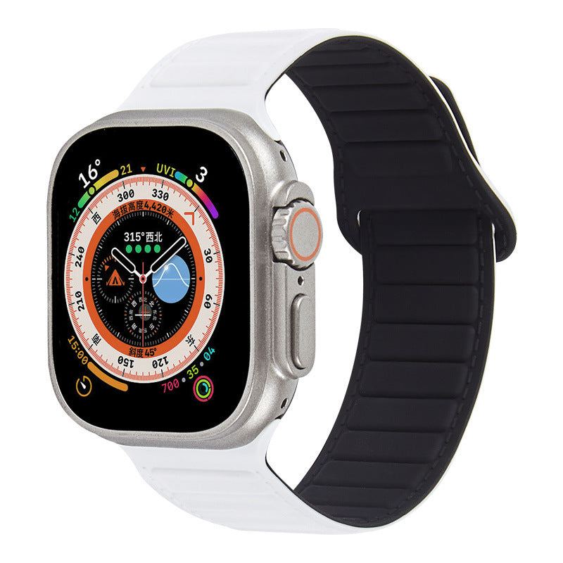 Leather Textured Silicone Magnetic Band For Apple Watch